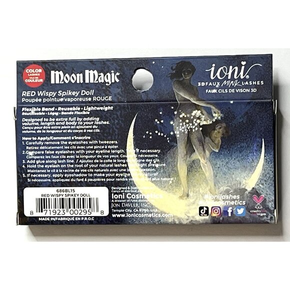 Ioni 3D Faux Mink Lashes – Red Wispy Spikey Doll Moon Magic Handmade - Picture 2 of 6